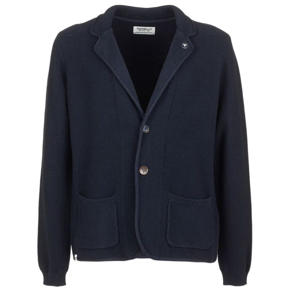 Fred Mello Elegant Dark Blue Cotton Sports Men's Jacket